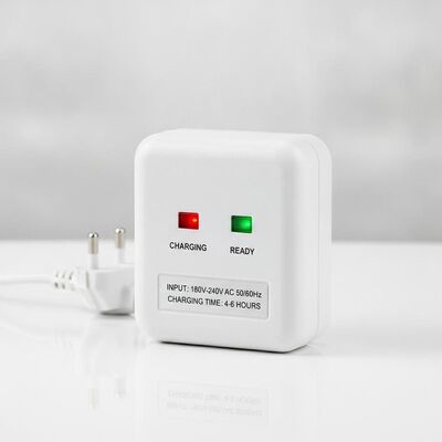 Cargador de batería estándar con indicador LED de estado de carga, tiempo de carga de 4 a 6 horas y entrada de CA de 180 V a 240 V